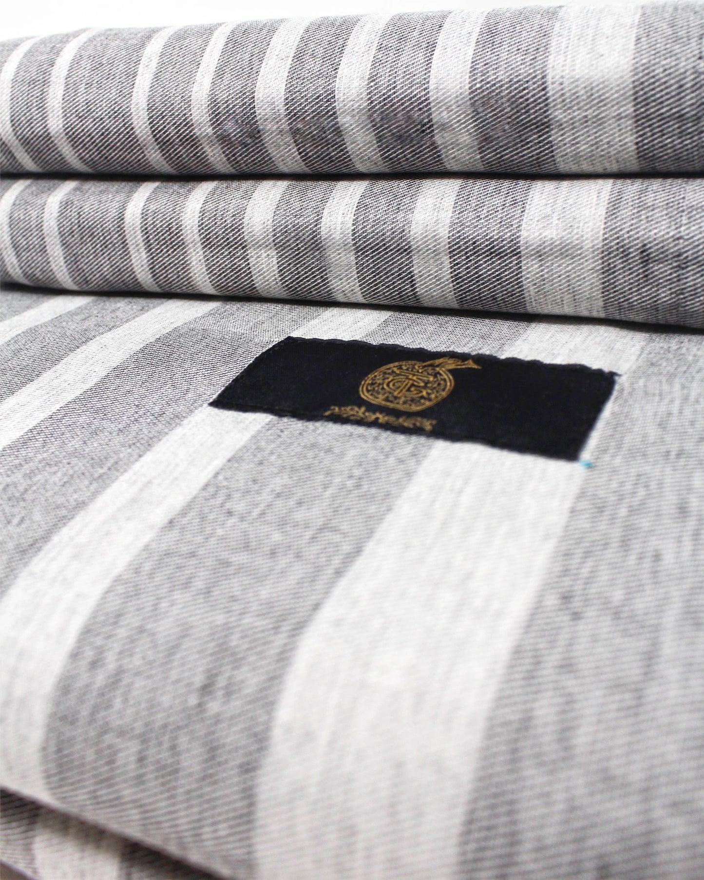 Dark Grey Bedding Set with Light Grey Stripes