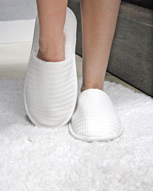 Waffle White Slippers
