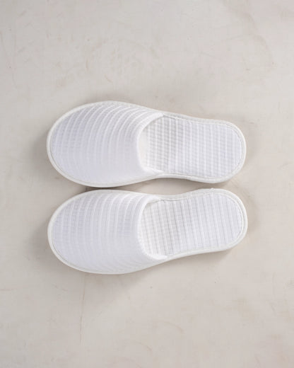 Waffle White Slippers