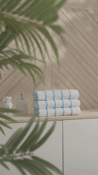 Turquoise Blue Stripe Pool and Beach Towel